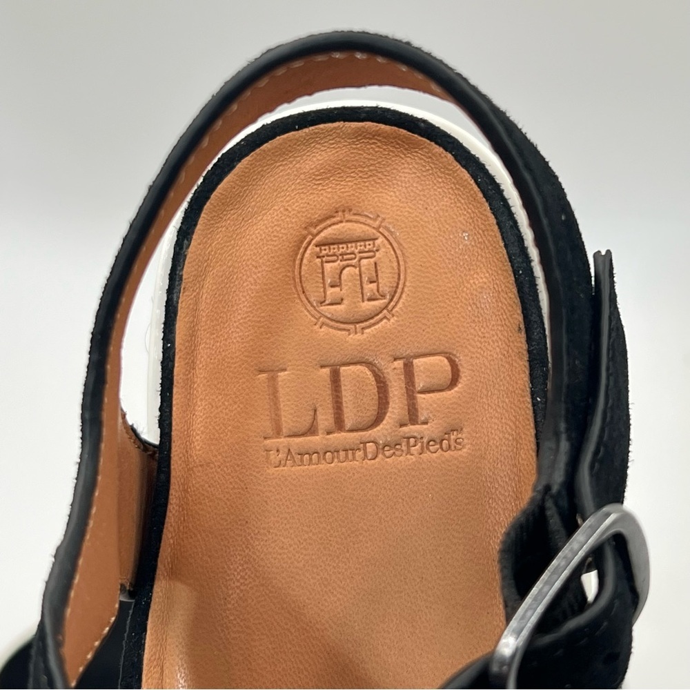 L’Amour Des Pieds Dalaney Platform Tan Black Suede Comfort Ankle Strap Sandals 8 - Picture 10 of 12
